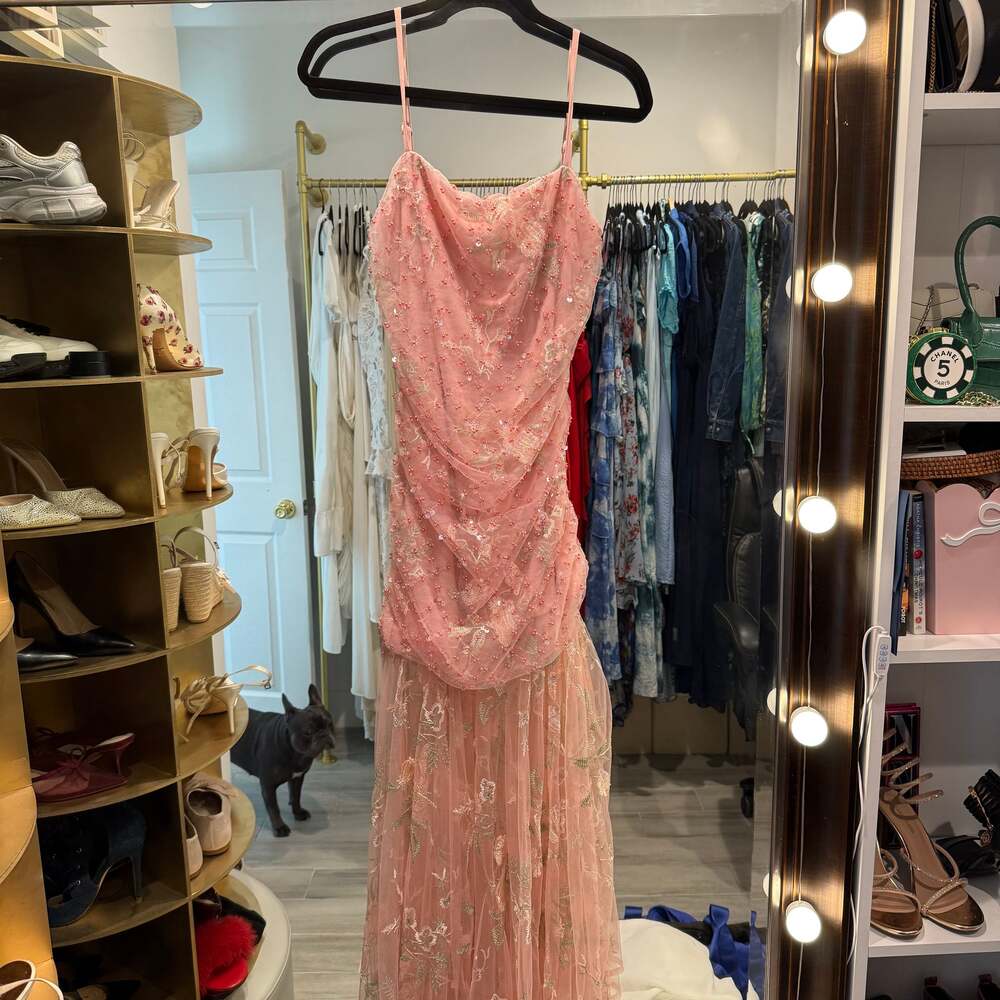 Akira Beaded Maxi Dress - Pink Orange